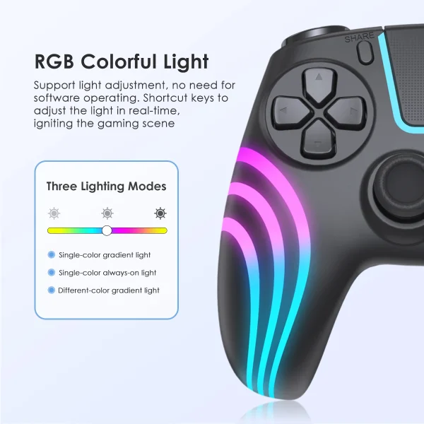 REMANK RGB Wireless Bluetooth PS4 Controller Dual Vibration Gamepad with Joystick for PlayStation 4 PC Gaming PS4 Controller — изображение 3