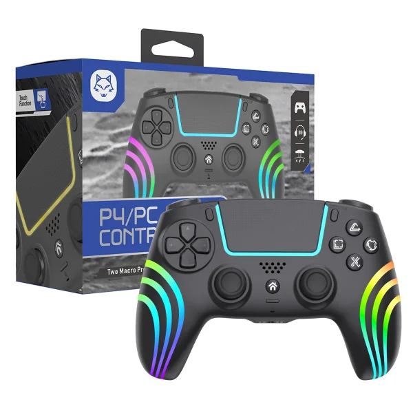 REMANK RGB Wireless Bluetooth PS4 Controller Dual Vibration Gamepad with Joystick for PlayStation 4 PC Gaming PS4 Controller