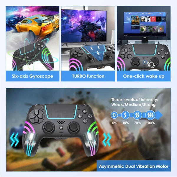 REMANK RGB Wireless Bluetooth PS4 Controller Dual Vibration Gamepad with Joystick for PlayStation 4 PC Gaming PS4 Controller — изображение 6